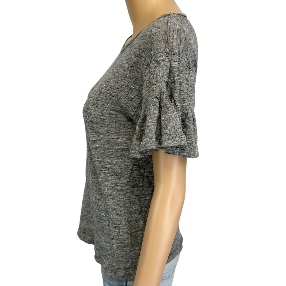 2/$30 J. Crew Pure Linen Flutter Sleeve T-Shirt Gray G6049 Size S - Picture 6 of 13